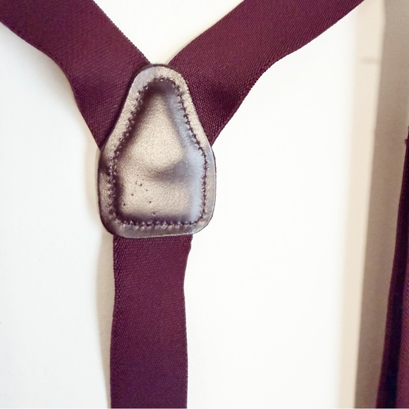 Classic Burgundy Braces with Elastic Straps, Leather Button Straps - Picture 6 of 11